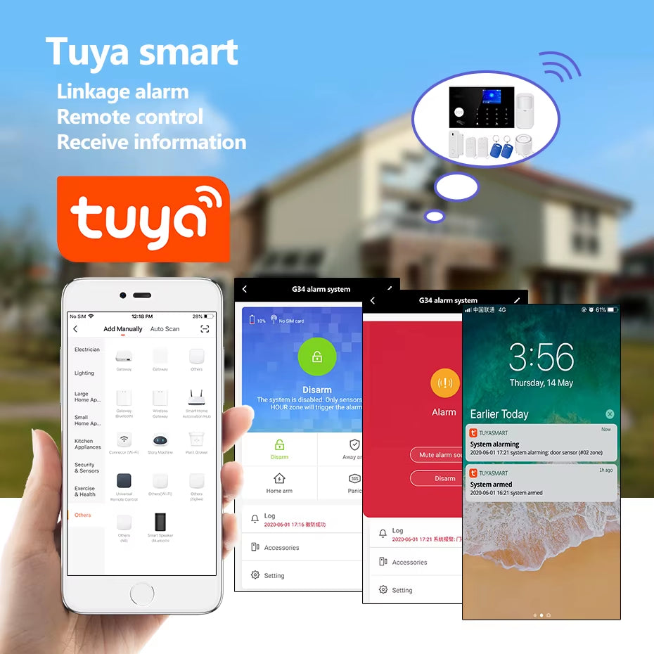 G30 Alarm System for Home WIFI GSM Security Alarm Panel with Temperature and Humidity Display Work Alexa Tuya Smart App