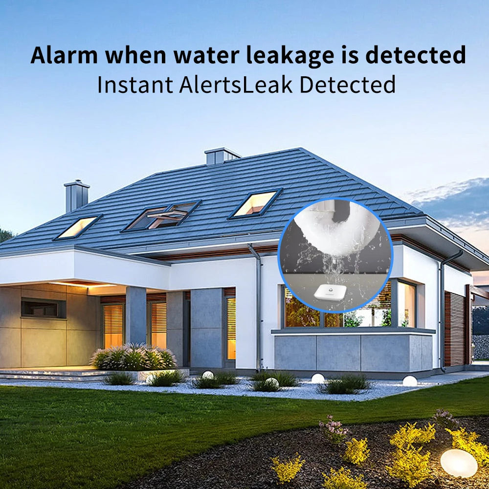 Tiny Water Leakage Smart Sensor Zigbee Smart Leakage Detector Alarm Supports Tuya/Home Assistant/Ewelink for Smart Home Security