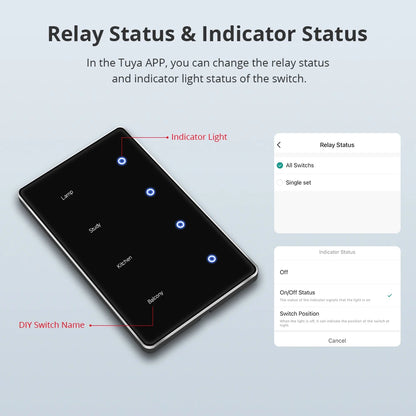 Zigbee DIY Name Switch Black Touch Panel Work with Tuya Display Screen Smart Wall Light Switch Alexa Google Home Voice Control