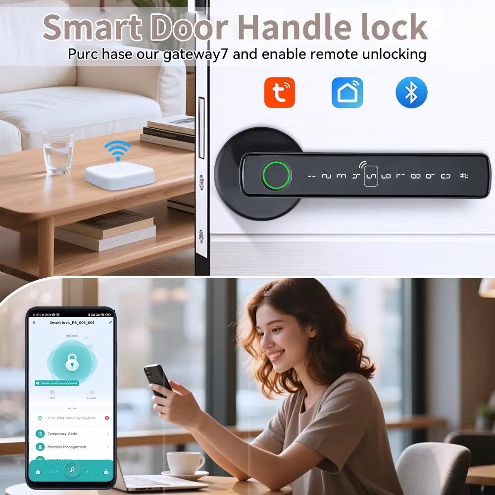Tuya Smart Bluetooth Fingerprint Recognition Door Lock Smart Life Control Home Automation Smart Door Lock System