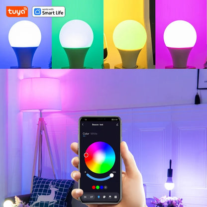 Tuya Bluetooth Smart LED Light Bulb E27 RGB 220V Smart Lamps for Livingroom Decoration Party Lighting Smart Life