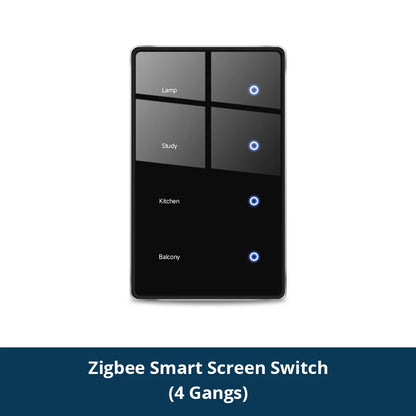 Zigbee DIY Name Switch Black Touch Panel Work with Tuya Display Screen Smart Wall Light Switch Alexa Google Home Voice Control