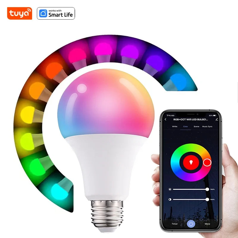 Tuya Bluetooth Smart LED Light Bulb E27 RGB 220V Smart Lamps for Livingroom Decoration Party Lighting Smart Life