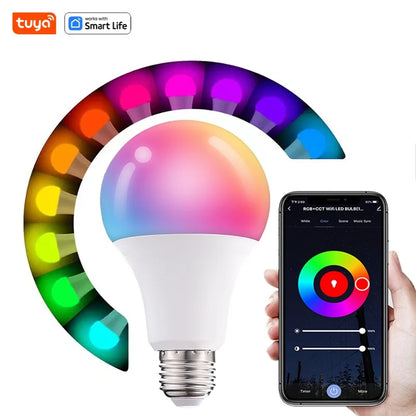 Tuya Bluetooth Smart LED Light Bulb E27 RGB 220V Smart Lamps for Livingroom Decoration Party Lighting Smart Life