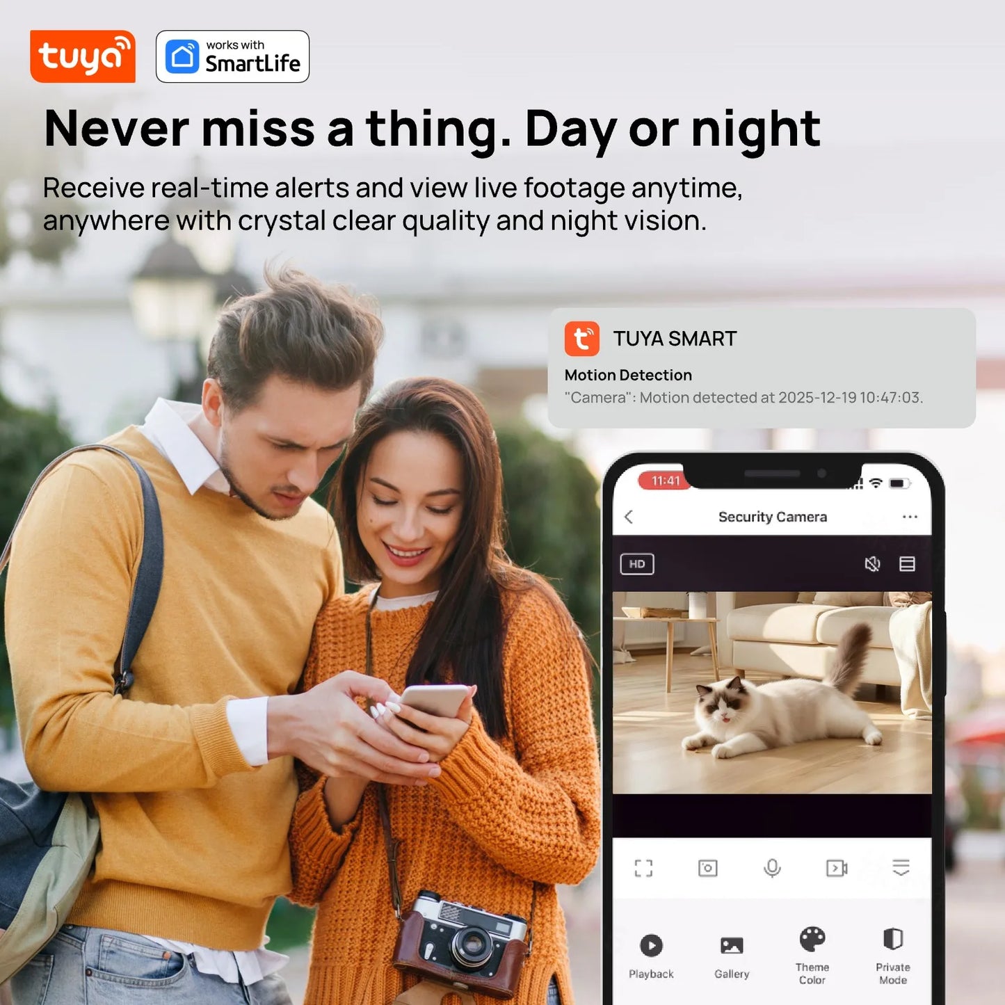 4MP QHD Smart Security Camera - Tuya Wifi Indoor Camera with PTZ, Baby/Pet Monitor, 2.4G Home Security Camera, Tuya&Smart Life A