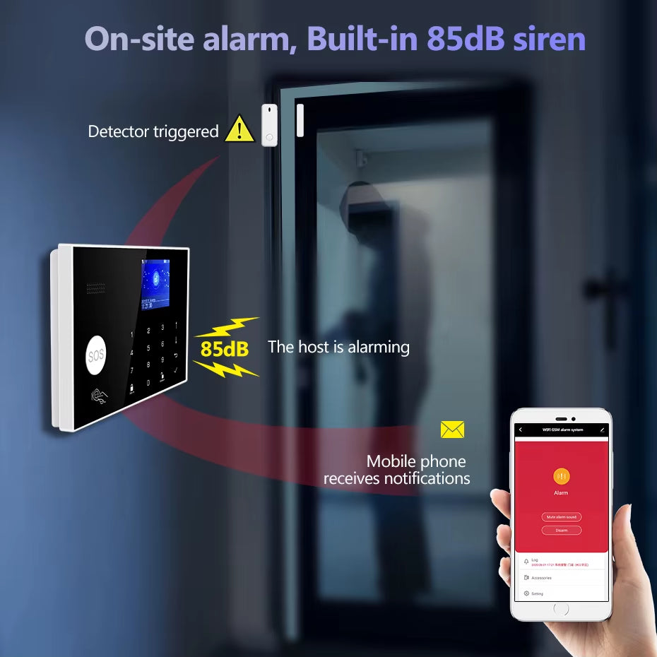 G30 Alarm System for Home WIFI GSM Security Alarm Panel with Temperature and Humidity Display Work Alexa Tuya Smart App