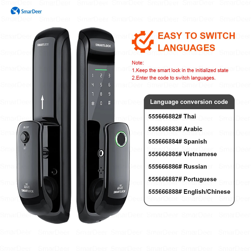 Electronic Lock for Tuya Smart Lock with Biometric Fingerprint Lock 5-In-1 Keyless Entry Digit Lock with Code