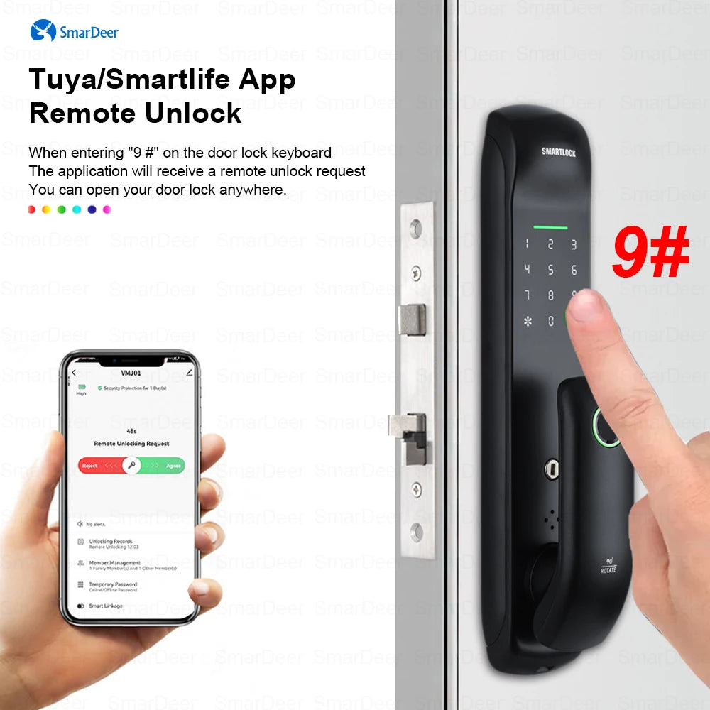 Electronic Lock for Tuya Smart Lock with Biometric Fingerprint Lock 5-In-1 Keyless Entry Digit Lock with Code