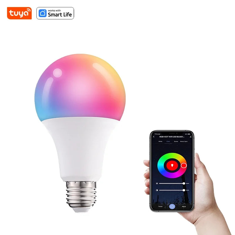 Tuya Bluetooth Smart LED Light Bulb E27 RGB 220V Smart Lamps for Livingroom Decoration Party Lighting Smart Life