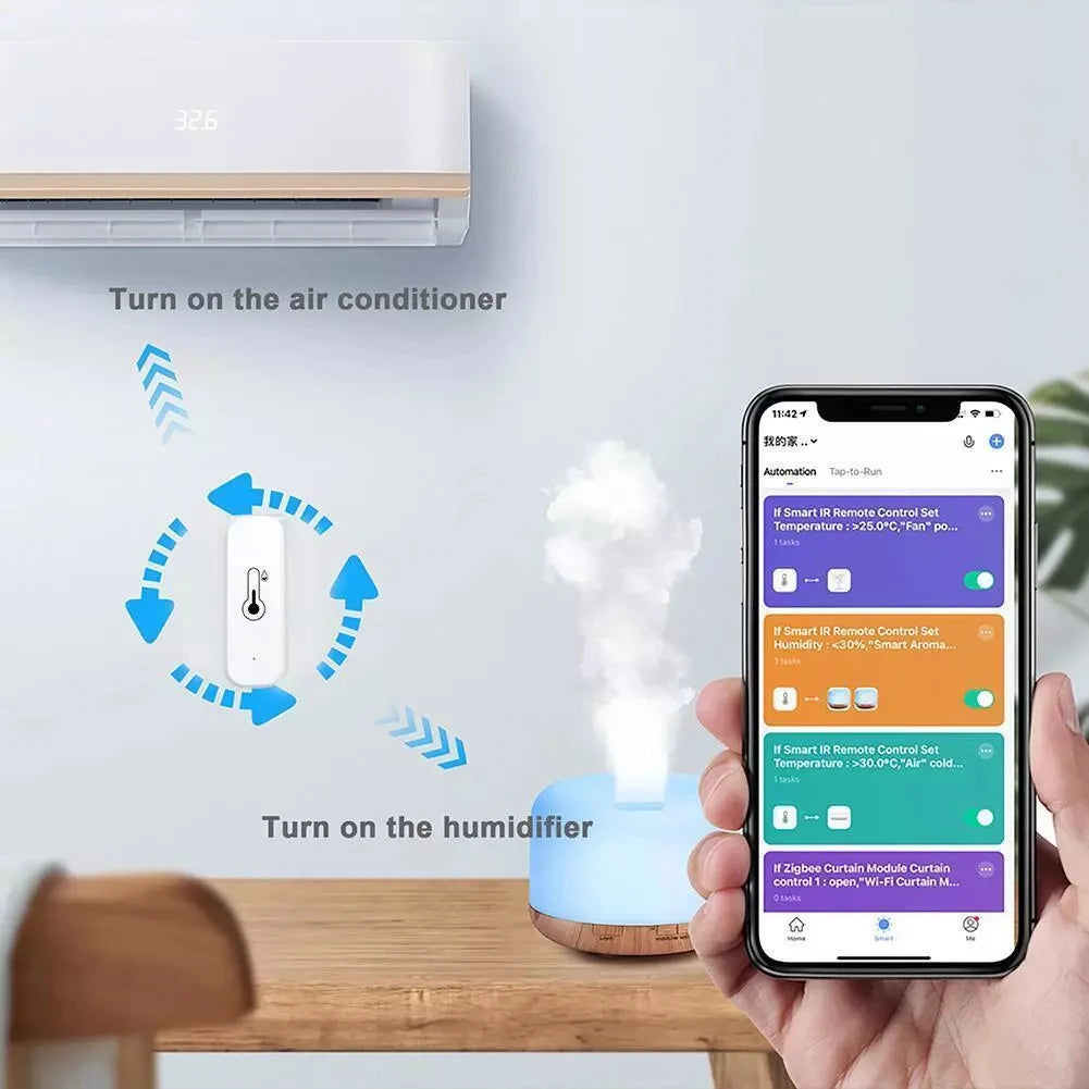 Zigbee/Wifi Smart Temperature Humidity Sensor APP Remote Monitor Voice Control Smart Life APP Work with Tuya Alexa Google Home