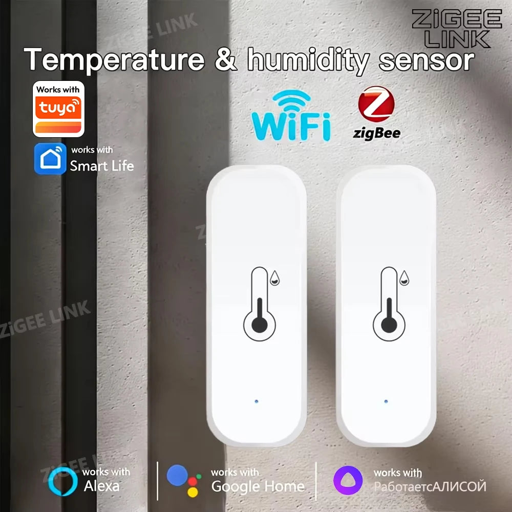 Zigbee/Wifi Smart Temperature Humidity Sensor APP Remote Monitor Voice Control Smart Life APP Work with Tuya Alexa Google Home