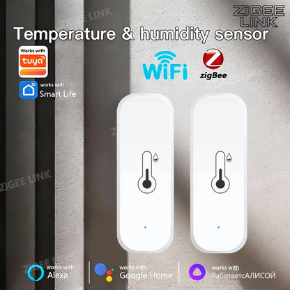 Zigbee/Wifi Smart Temperature Humidity Sensor APP Remote Monitor Voice Control Smart Life APP Work with Tuya Alexa Google Home