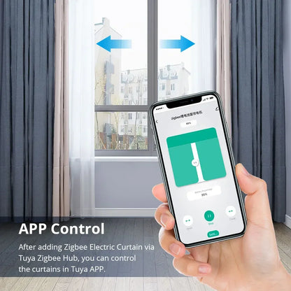 Zigbee Electric Sliding Curtain Motor Built-In Battery with Customized Track Work with Tuya Alexa Google Home Voice