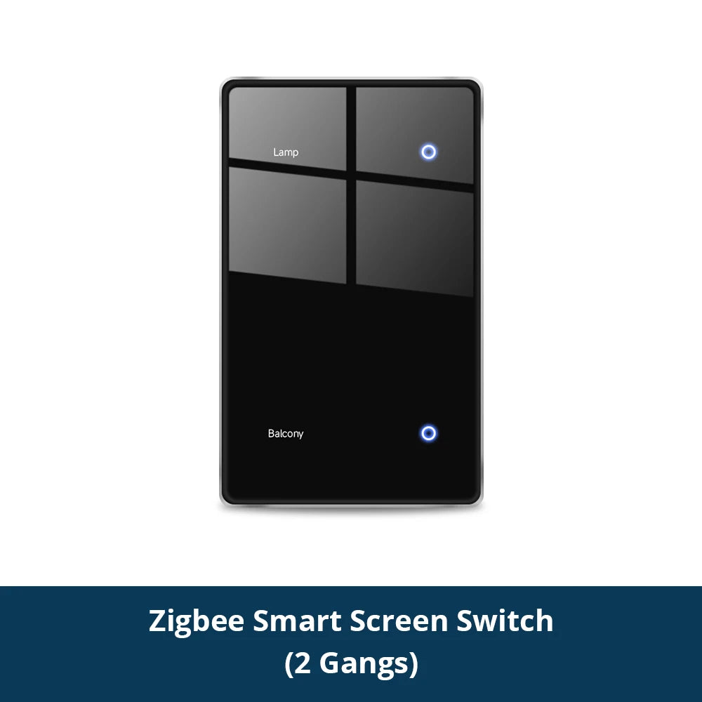 Zigbee DIY Name Switch Black Touch Panel Work with Tuya Display Screen Smart Wall Light Switch Alexa Google Home Voice Control