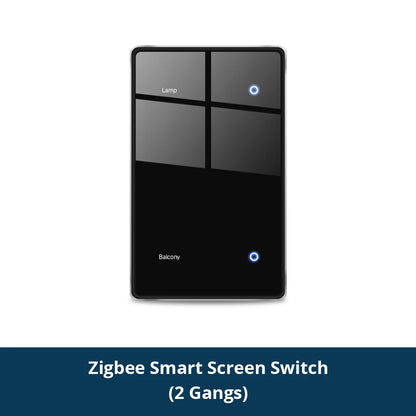 Zigbee DIY Name Switch Black Touch Panel Work with Tuya Display Screen Smart Wall Light Switch Alexa Google Home Voice Control