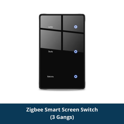 Zigbee DIY Name Switch Black Touch Panel Work with Tuya Display Screen Smart Wall Light Switch Alexa Google Home Voice Control