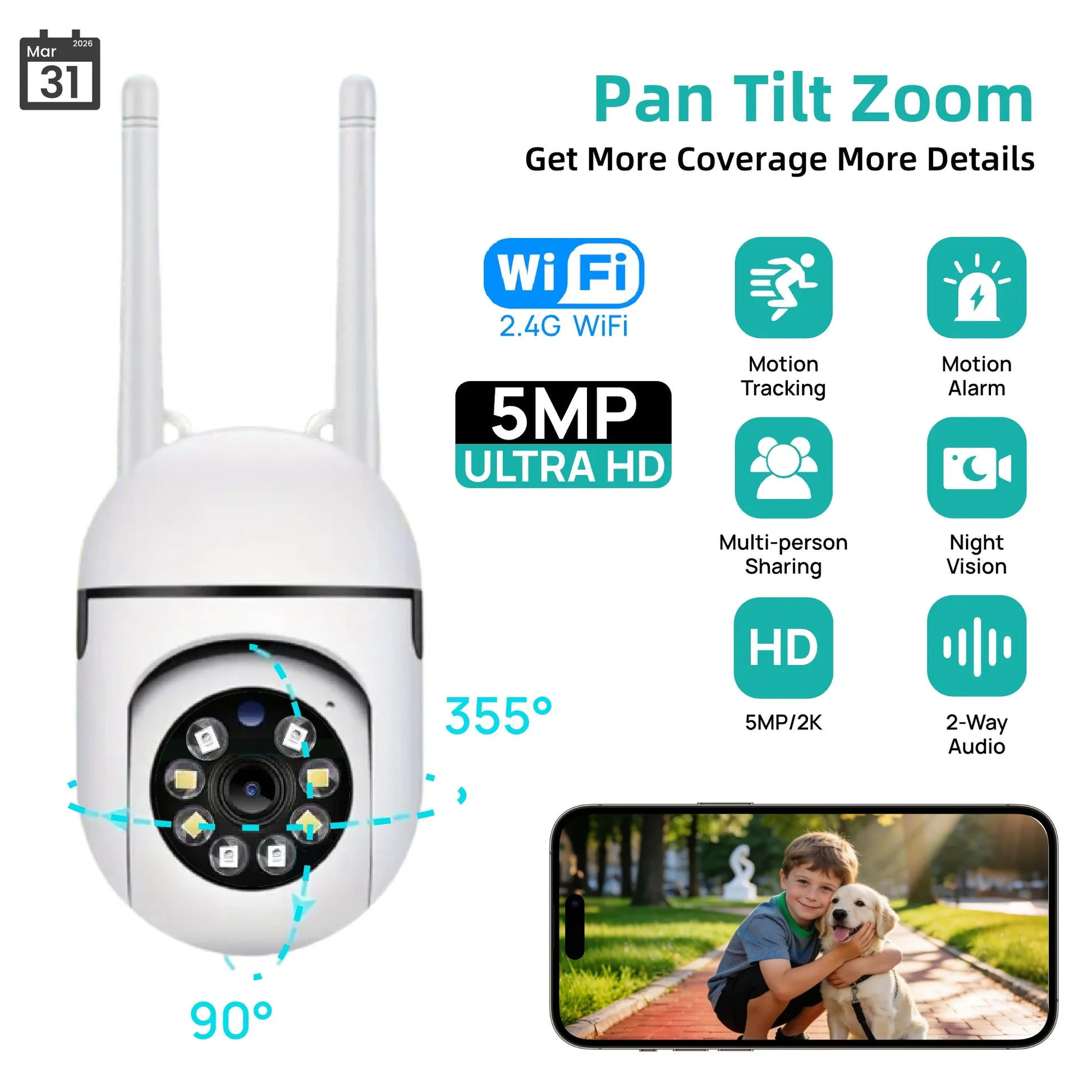 Tuya 4MP 2.4G Wifi Indoor Camera Smart Home Security Video Surveillance Supprt Two Way Audio Mobile Motion