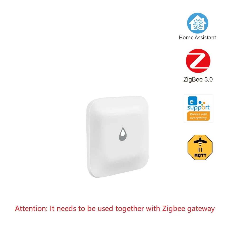Tiny Water Leakage Smart Sensor Zigbee Smart Leakage Detector Alarm Supports Tuya/Home Assistant/Ewelink for Smart Home Security