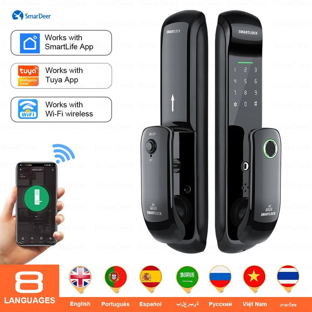 Electronic Lock for Tuya Smart Lock with Biometric Fingerprint Lock 5-In-1 Keyless Entry Digit Lock with Code