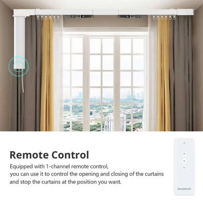 Zigbee Electric Sliding Curtain Motor Built-In Battery with Customized Track Work with Tuya Alexa Google Home Voice
