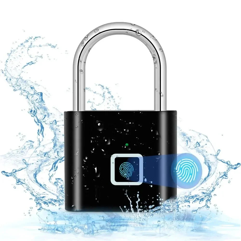 IP66 Waterproof Fingerprint Smart Lock Padlock Door Lock Keyless USB Charging Portable